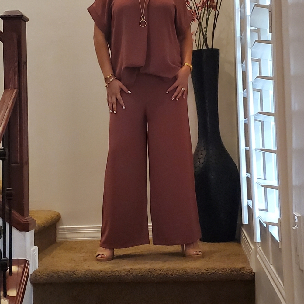 SOLD!⭐️FROM FRANCE!⭐️ Wide Leg Pant And Tunic Top 2 Piece Set MADE IN FRANCE! - Picture 3 of 15